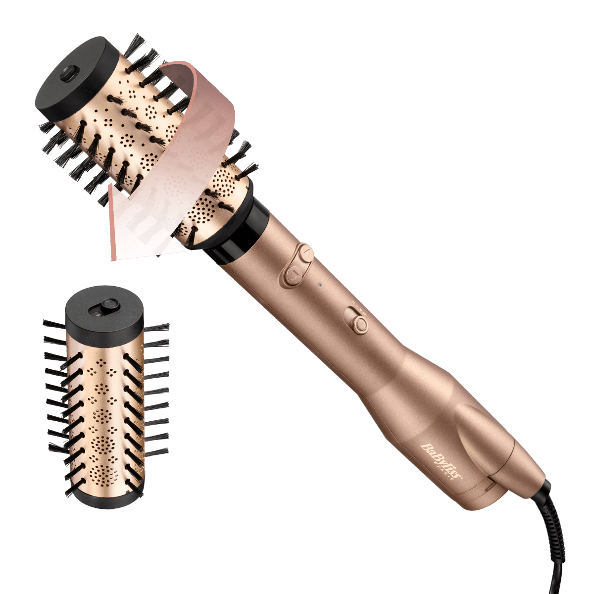 Perie rotativa Big Hair Dual 650W + 2 accesorii AS952E, Auriu BaByliss